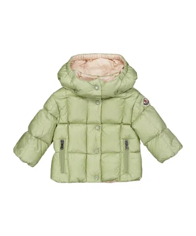 Moncler Kids' Short Quilted Waterproof Down Jacket In Green