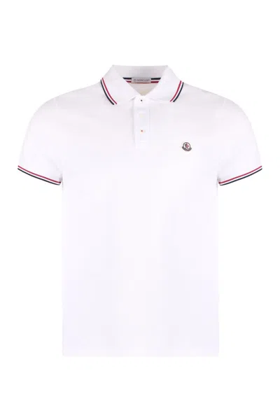 Moncler Short Sleeve Cotton Polo Shirt In White