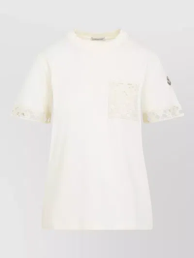 Moncler Short Sleeve Cotton T Shirt Pocket In White