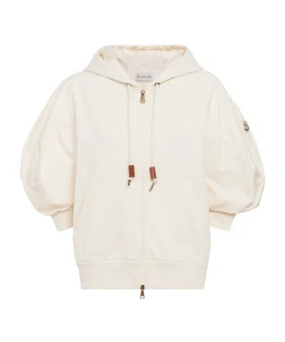 MONCLER SHORT SLEEVE COTTON ZIP-UP HOODIE