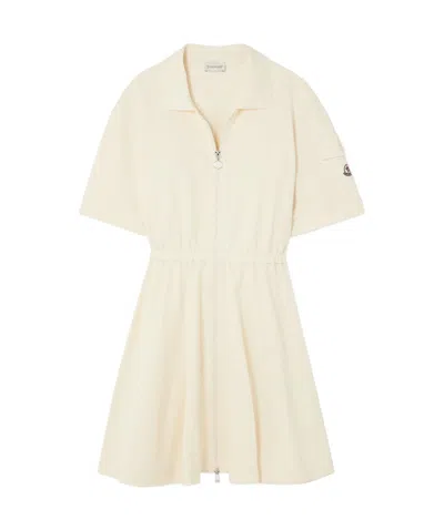 Moncler Short Sleeve Dress In Neutral