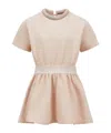 Moncler Short Sleeve Dress In Nude