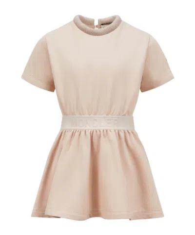 Moncler Short Sleeve Dress In Nude