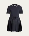 Moncler Short-sleeve Mixed-media Polo Dress