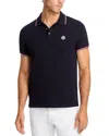 Moncler Men Tricolor-trimmed Cotton Piquet Polo Shirt Navy In Blue