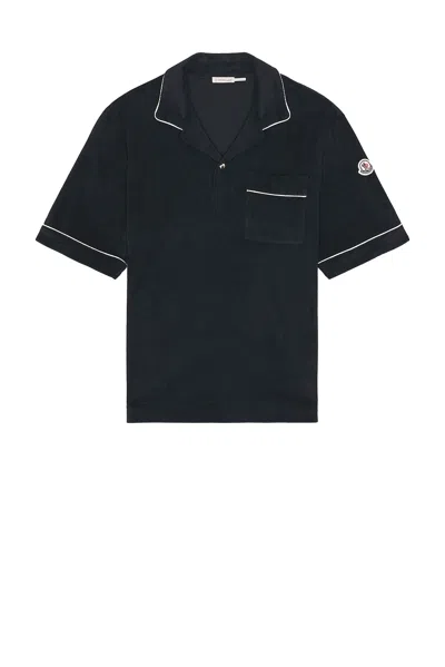 Moncler Short Sleeve Polo In Blue