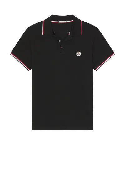 Moncler Short Sleeve Polo In Black