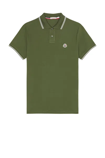 Moncler Short Sleeve Polo In Grün