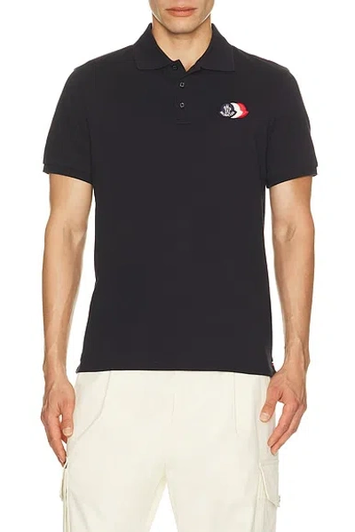Moncler Polo Shirt Comfortable Fit Short Sleeves In Black