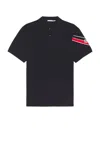 Moncler Short Sleeve Pique Polo Shirt In Black