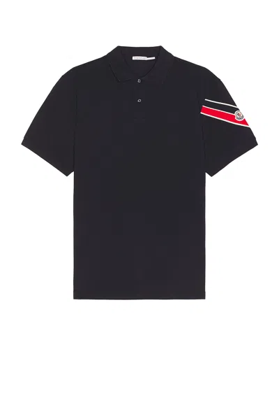 Moncler Short Sleeve Polo In Black