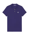 Moncler Cotton Polo Shirt With Logo Patch On The Front In Blue
