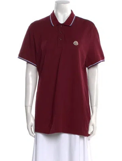 Pre-owned Moncler Short Sleeve Polo In Burgundy
