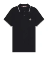 Moncler Short Sleeve Polo In Black