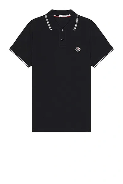 Moncler Short Sleeve Polo In Dark Navy