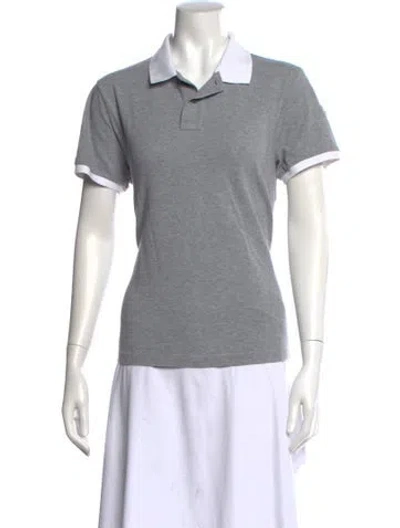 Pre-owned Moncler Short Sleeve Polo In Gray