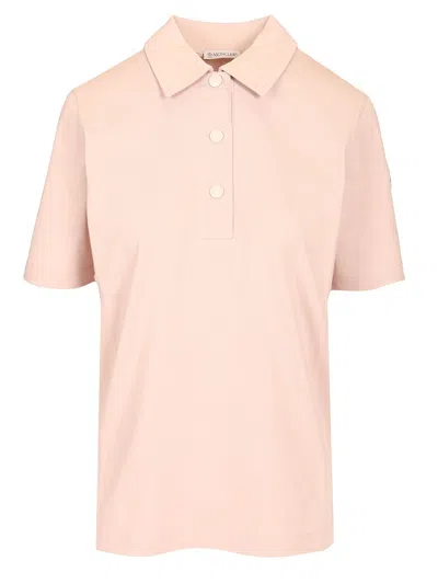 Moncler Short Sleeve Polo Polo Shirt Rose In Pink