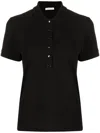 Moncler Logo-patch Cotton Polo Top In Black  