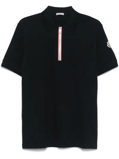 Moncler Short-sleeve Polo Shirt In Blue