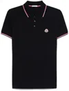 Moncler Men Tricolor-trimmed Cotton Piquet Polo Shirt Navy In Blue