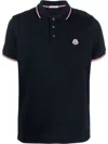 Moncler Dark Blue Logo Patch Polo Shirt In Blue