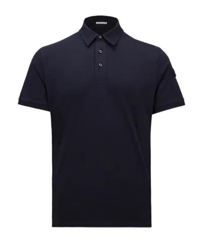 Moncler Short-sleeve Polo Shirt In Blue
