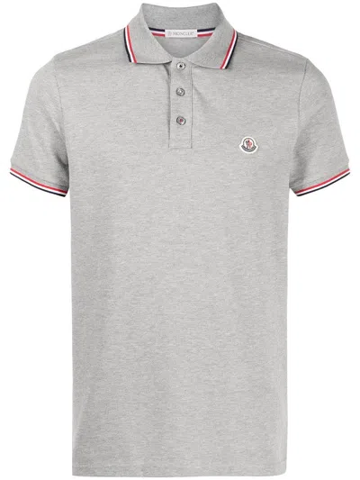 Moncler Short Sleeve Polo Shirt In Gray