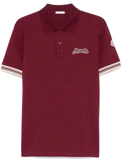Moncler Short-sleeve Polo Shirt In Red