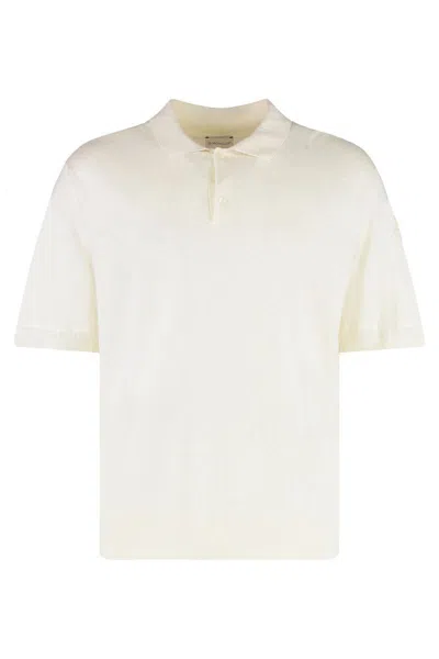 Moncler Polo Collar Ribbed Hem Short Sleeves In White
