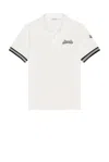 Moncler Short Sleeve Polo In Silk White
