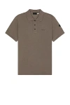 Moncler Short Sleeve Polo In Taupe Gray