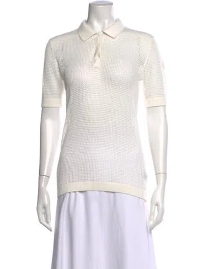 Pre-owned Moncler Short Sleeve Polo W/ Tags In Neutrals