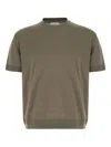 Moncler Crew Neck Silk Blend Sweater In Brown
