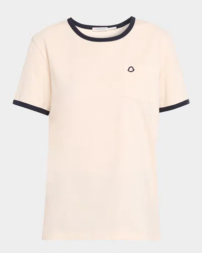 Moncler Short-sleeve Ringer Tee In Neutral