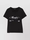 Moncler Cotton T-shirt With Embroidered Cursive Logo In Black
