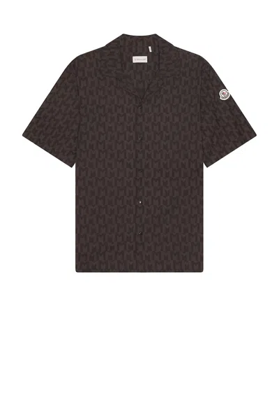 Moncler Short Sleeve Shirt In Brown