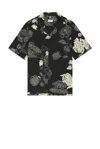 Moncler Cotton Poplin Floral Shirt In Navy