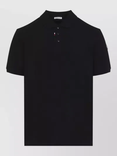 Moncler Short Sleeve Shirt Polo Collar Style In Blue