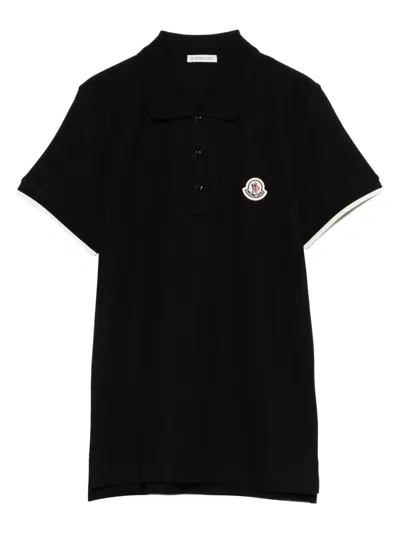Moncler Short Sleeve Snapped Collar T-shirt In Size S In Black