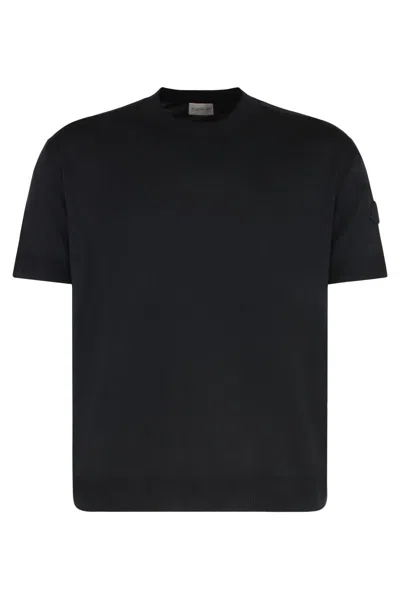 Moncler Short Sleeve Crew Neck Sweater In Blue