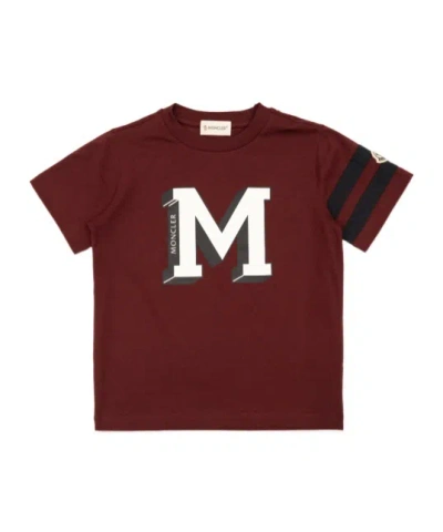 Moncler Short Sleeve T-shirt In Burgundy