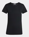 Moncler Biologic Cotton T-shirt With Embroidered Logo In Black