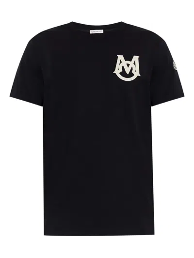 Moncler Logo Cotton Jersey T-shirt In Black