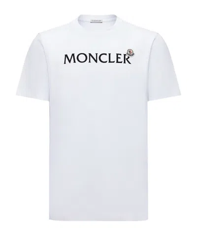Moncler Mens White Flocked-logo Badge Short-sleeve Cotton-jersey T-shirt