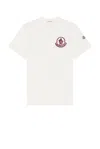 Moncler Flocked Logo T-shirt In Organic Cotton With Aesthetics In White