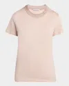 Moncler T-shirt En Coton Avec Détails En Crochet In Light Pink