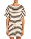 Moncler Cotton T-shirt With Striped Pattern In Neutral