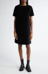 Moncler Short Sleeve Velvet Shift Dress In Black
