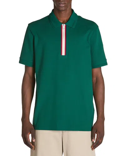 Moncler Short Sleeve Zip Polo Shirt In Green