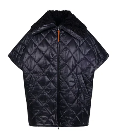 MONCLER CAPE MONCLER TEDDY NECK ZIP-UP PADDED CAPE